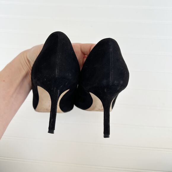 Manolo Blahnik BB Black Suede Pumps Pointed Toe Stiletto Heels 70mm 37.5 - Picture 7 of 12